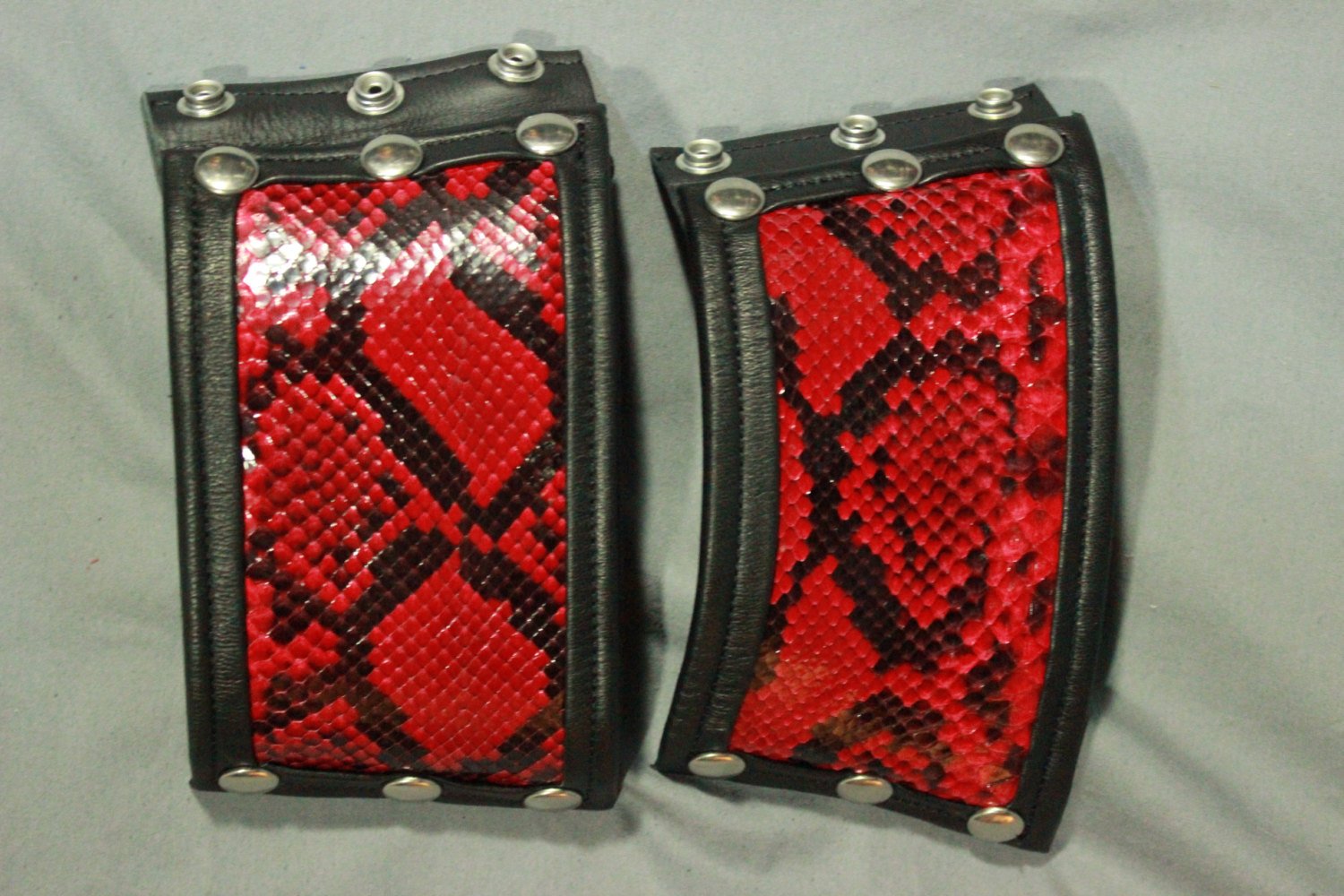 Amazing red snake wrist cuffs - sold as a PAIR!