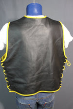 Hand Made Leather Bar Vest with Yellow Accents