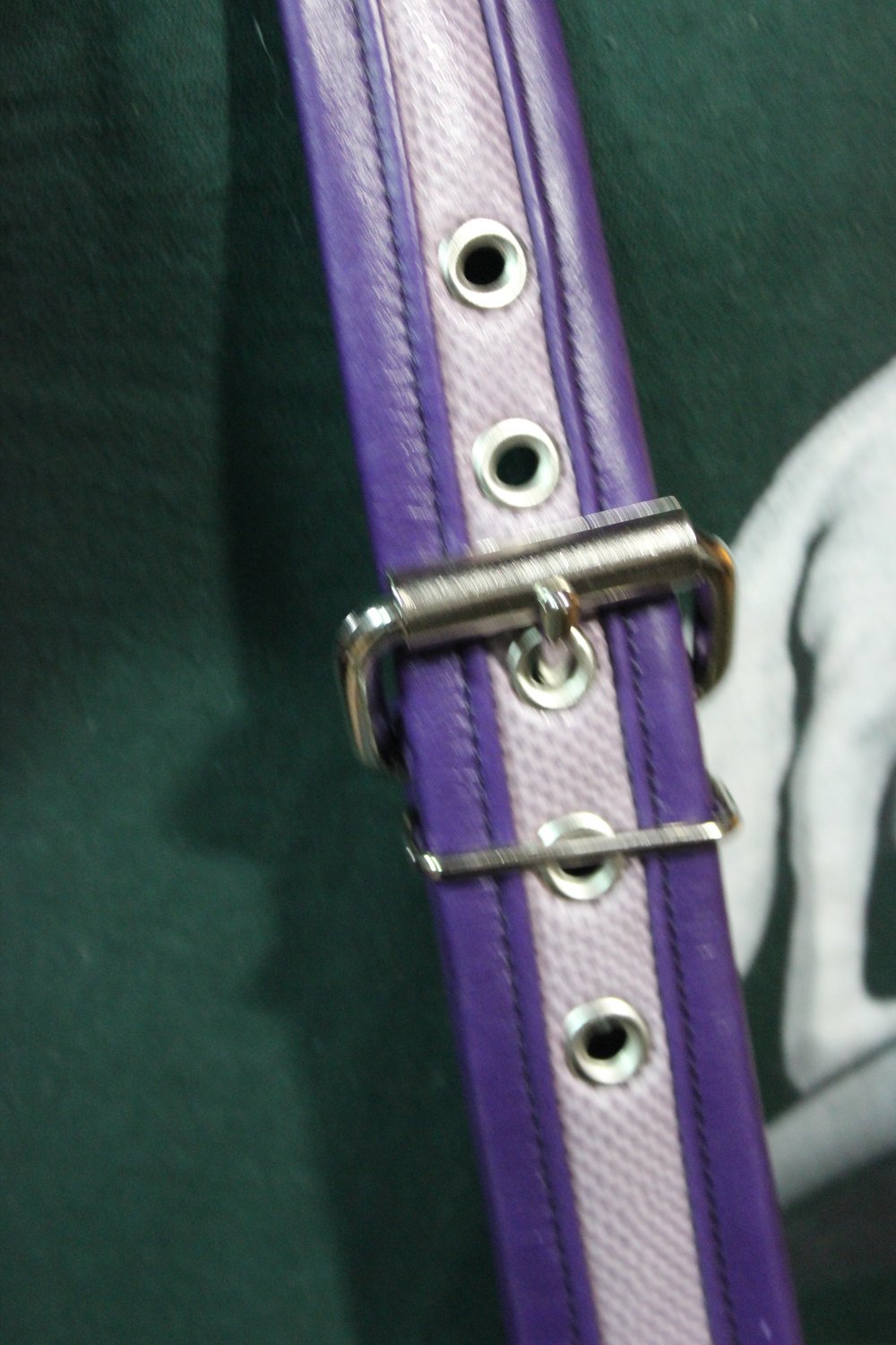 Our Hand Made lavender snake and purple leather suspenders