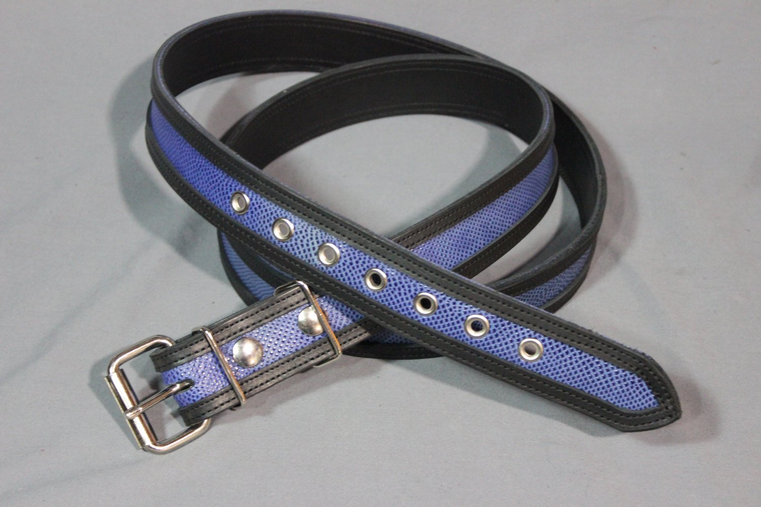 Ceinture en peau de serpent bicolore ultra durable en BLEU