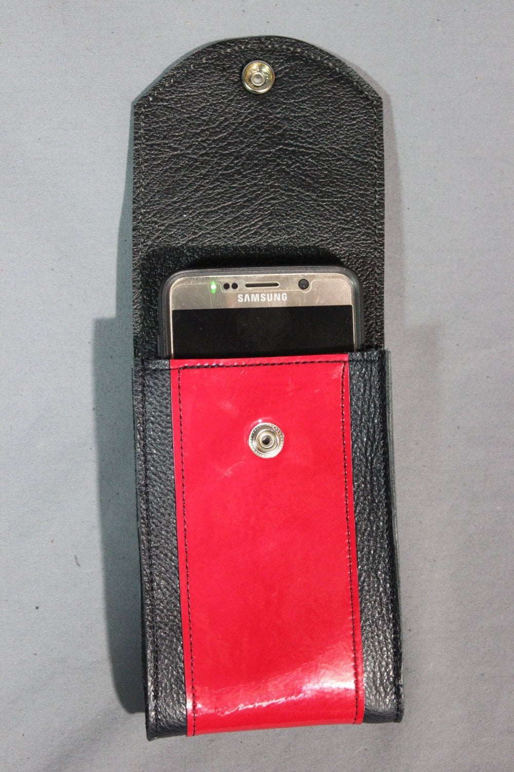 Leather Phone Case with Patent Leather Highlight