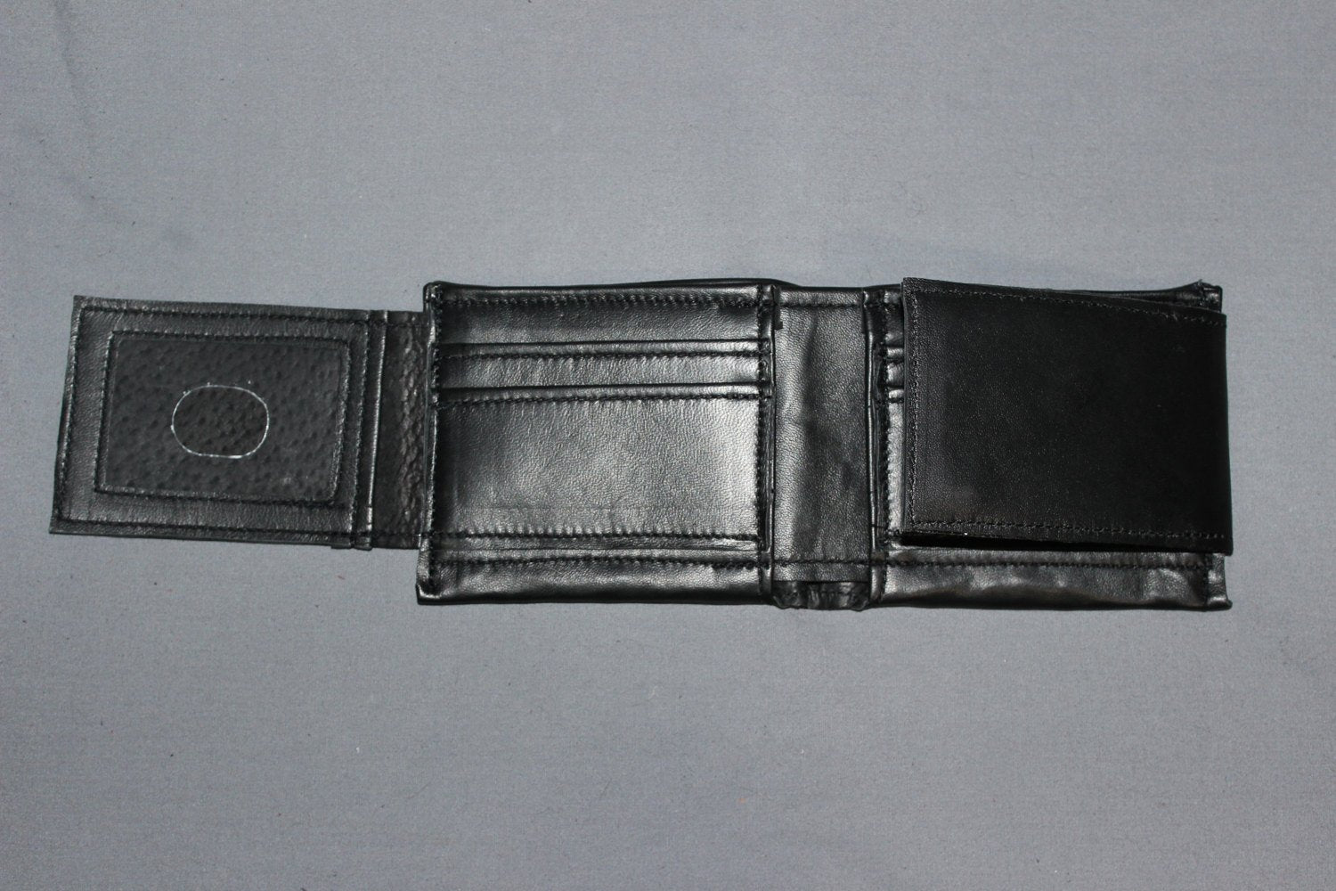 Classic Black Leather Wallet with Double ID flaps