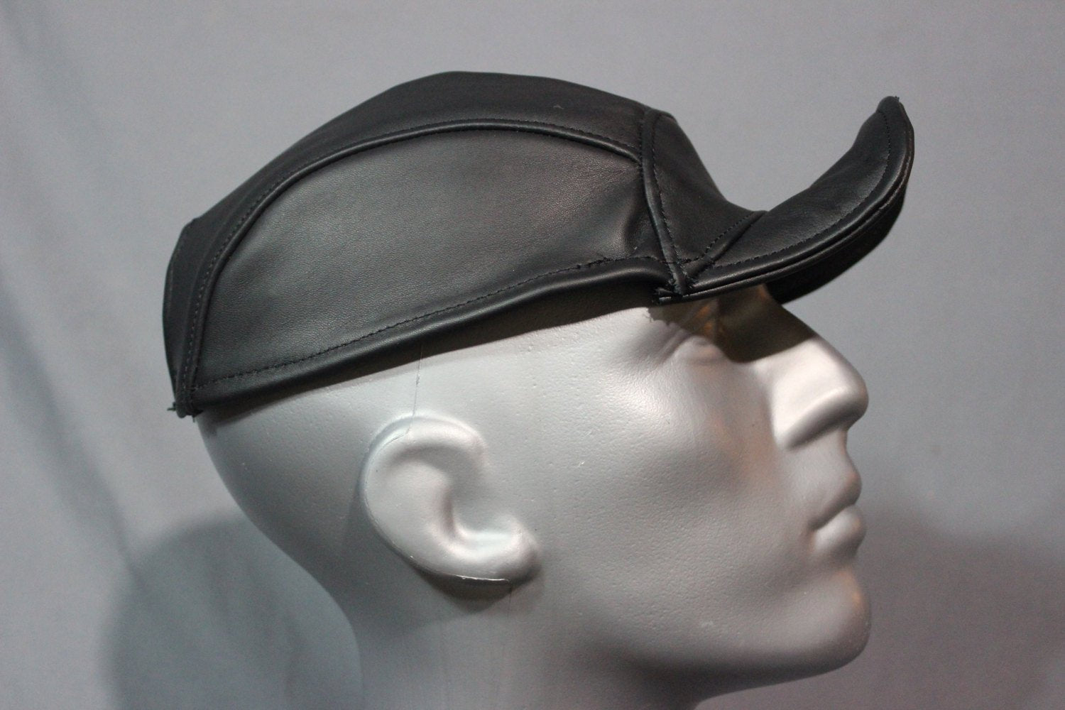 Curled Brimmed Leather Ball Cap