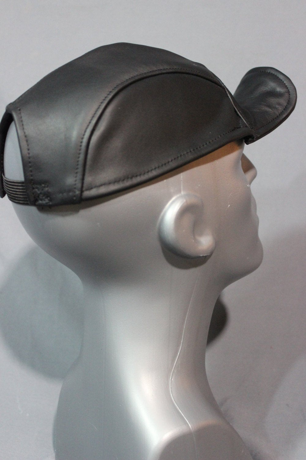 Curled Brimmed Leather Ball Cap