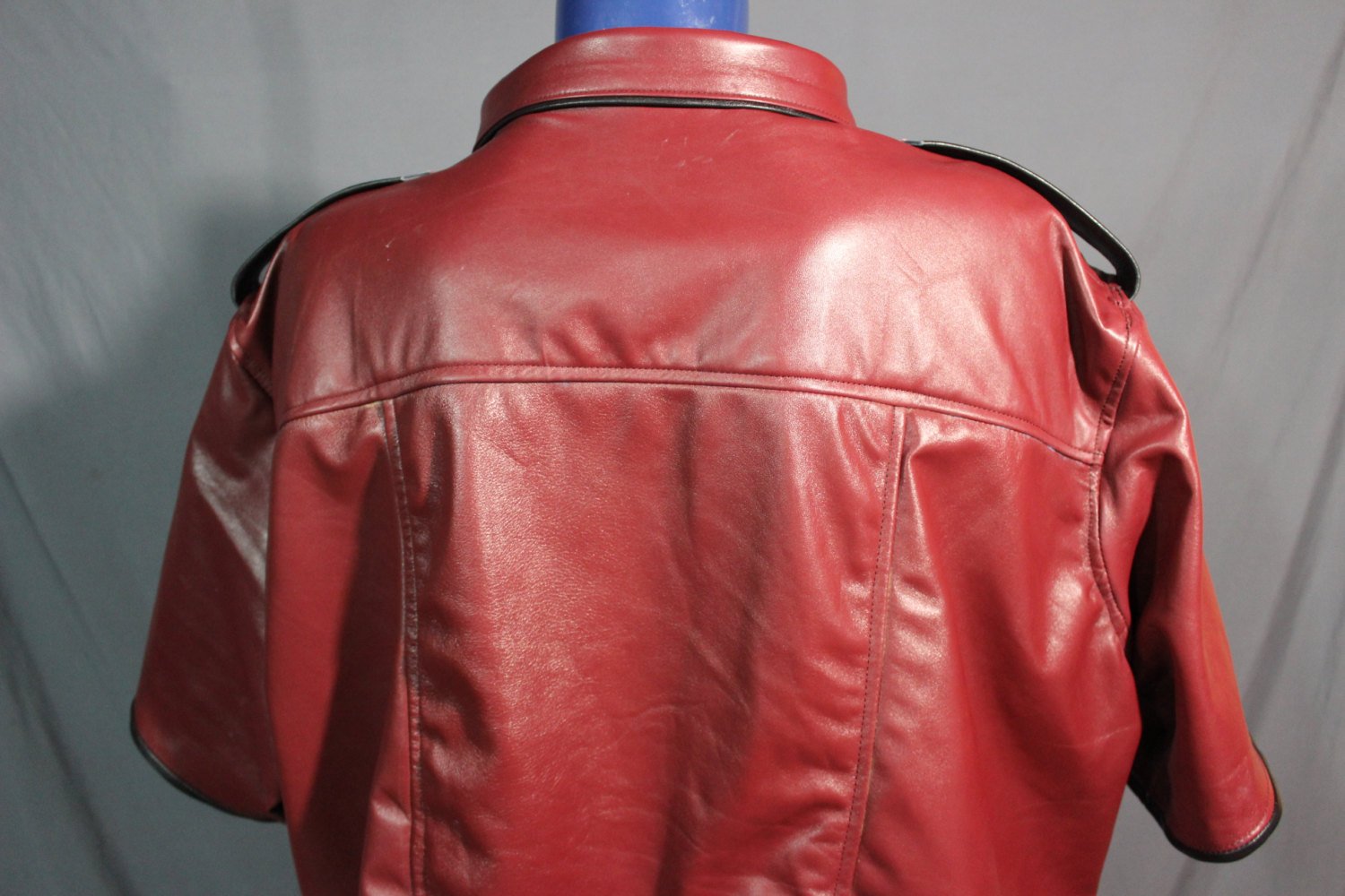 Sir Tom Matt's Collection - Leather Dress Shirt in Red and Black