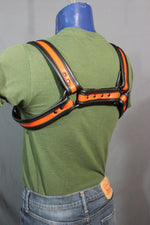 Black and Orange Bulldog Harness - Our Softest Leather!