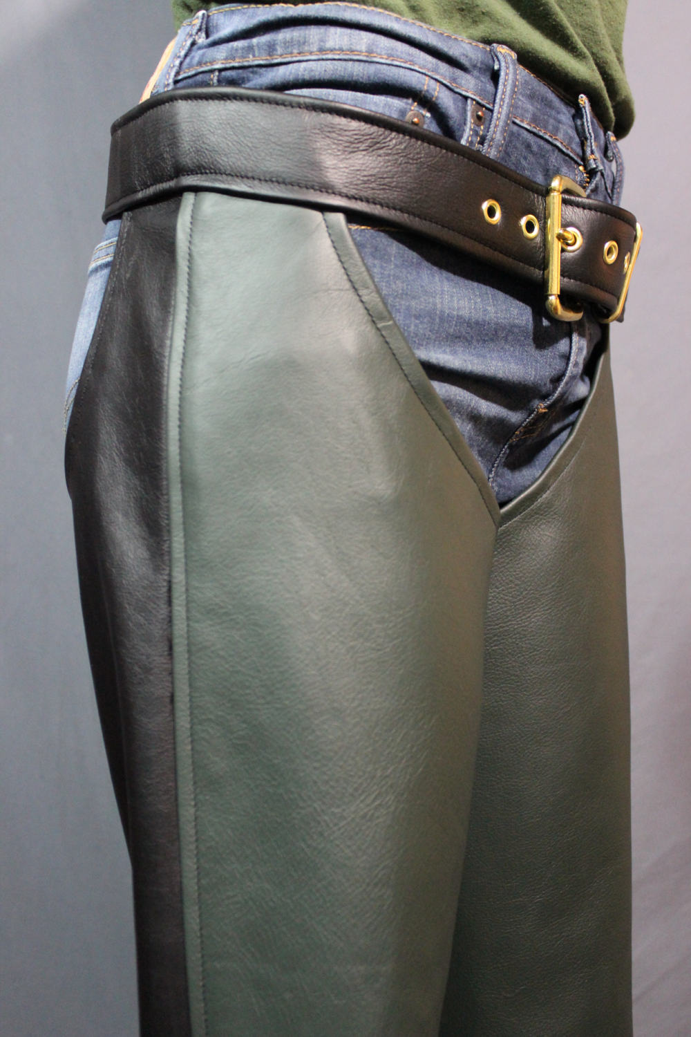 Sir Tom Matt's Collection - Classic Bar Chaps in Black and Green