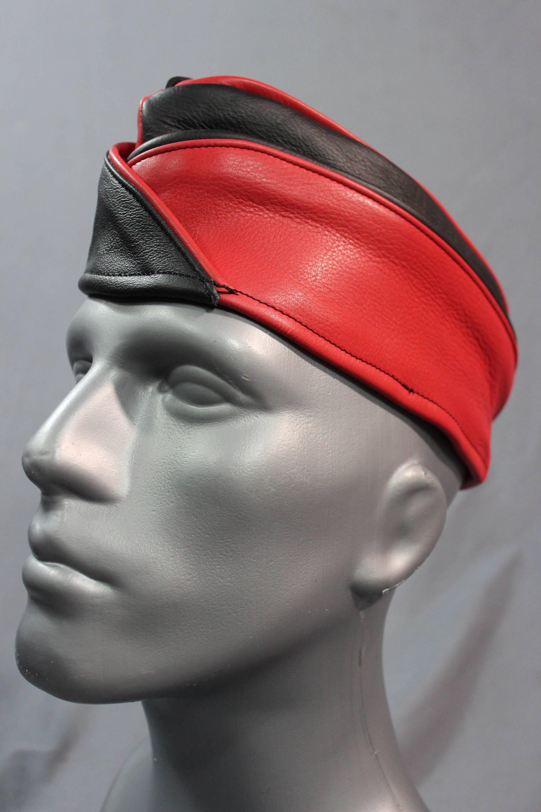 Harlequin Style Leather Garrison Cap