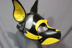 Masque de chiot en noir et jaune avec muselière amovible