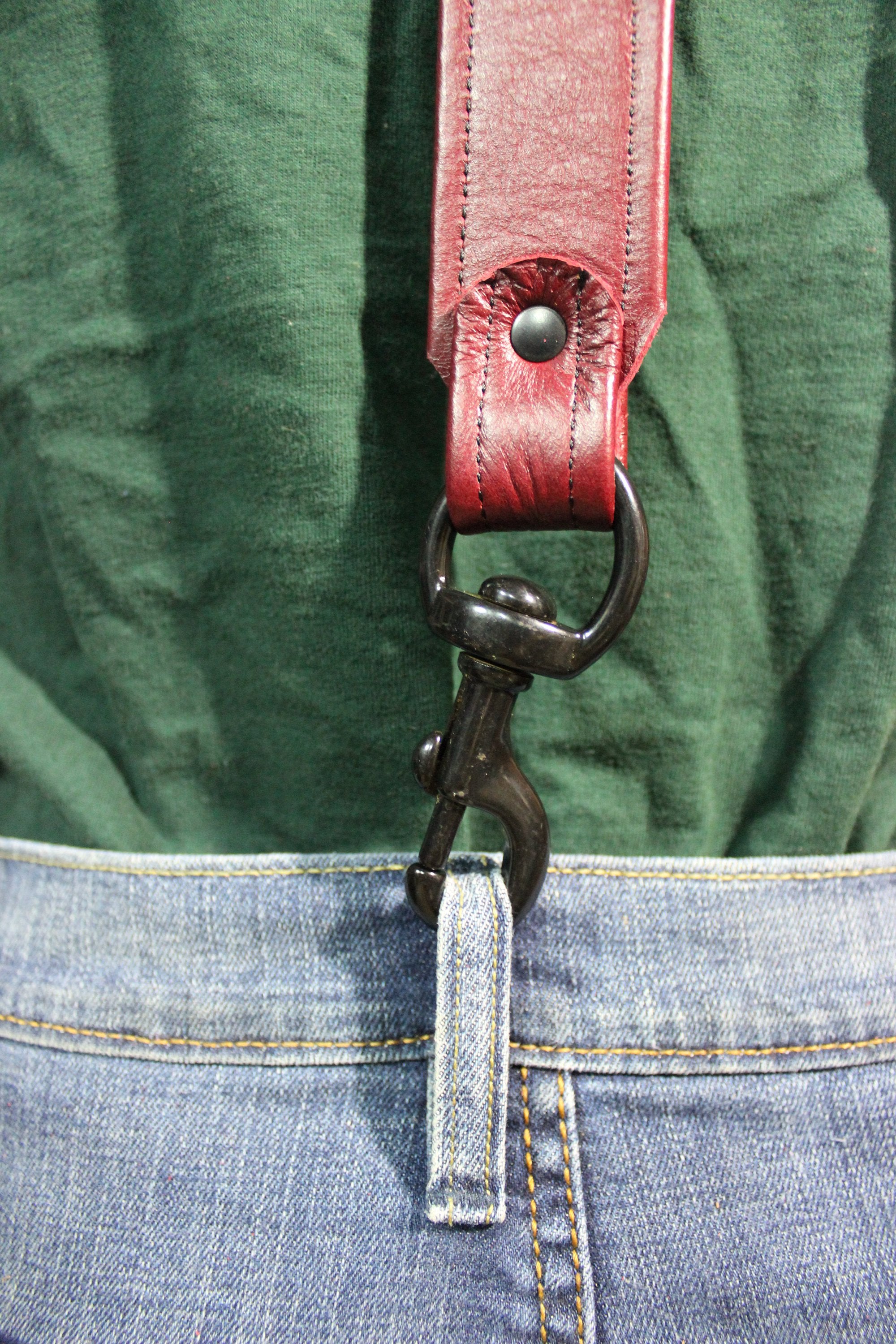 Handmade Burgundy Leather Suspenders,Black Hardware, Custom Fit!