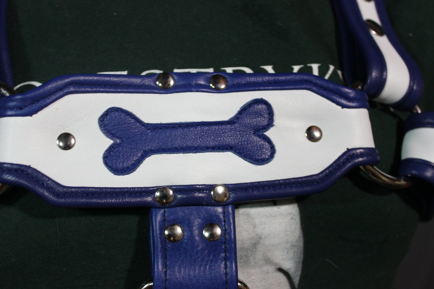 Blue and White Puppy Bone Harness