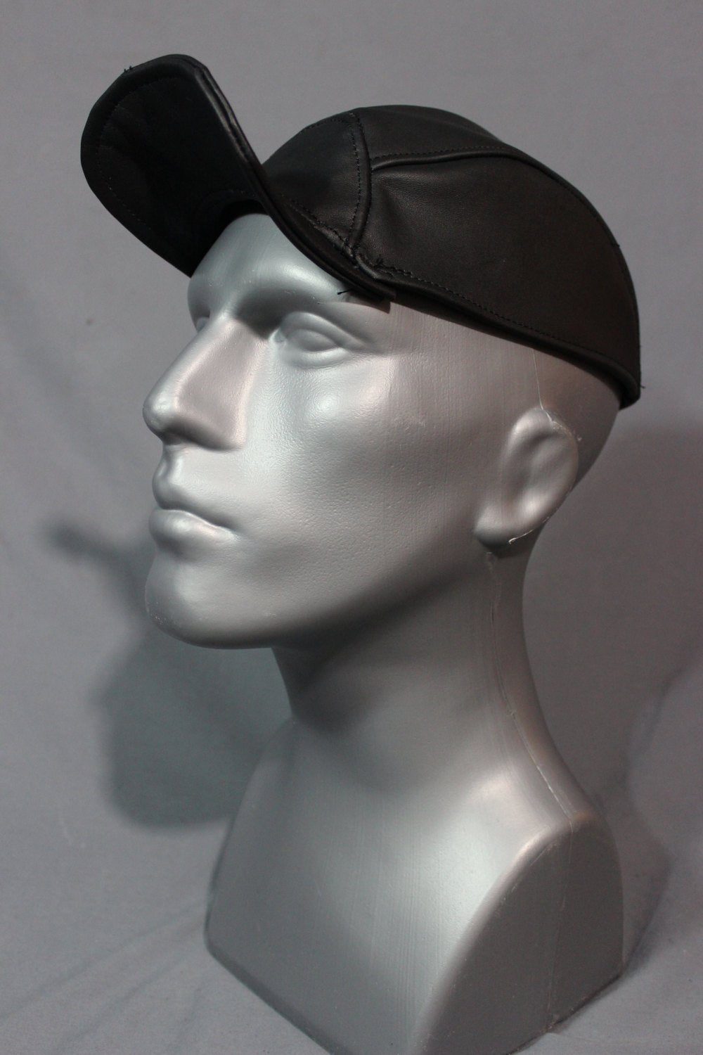 Curled Brimmed Leather Ball Cap