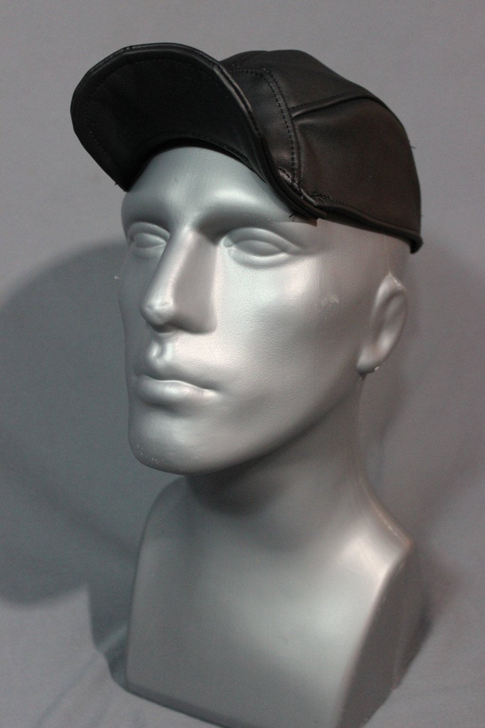 Curled Brimmed Leather Ball Cap