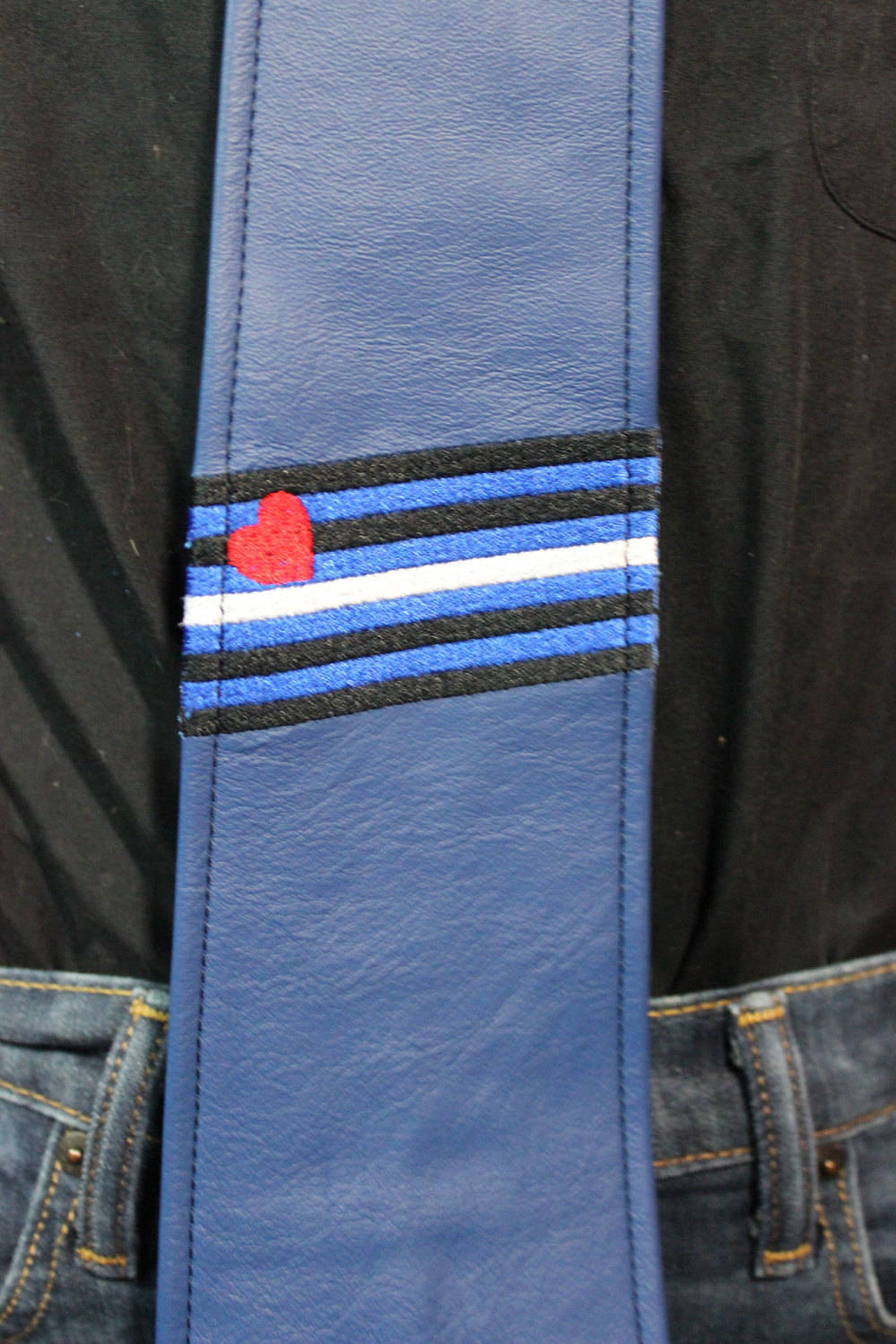 Leather Tie with Leather Pride Flag Embroidery