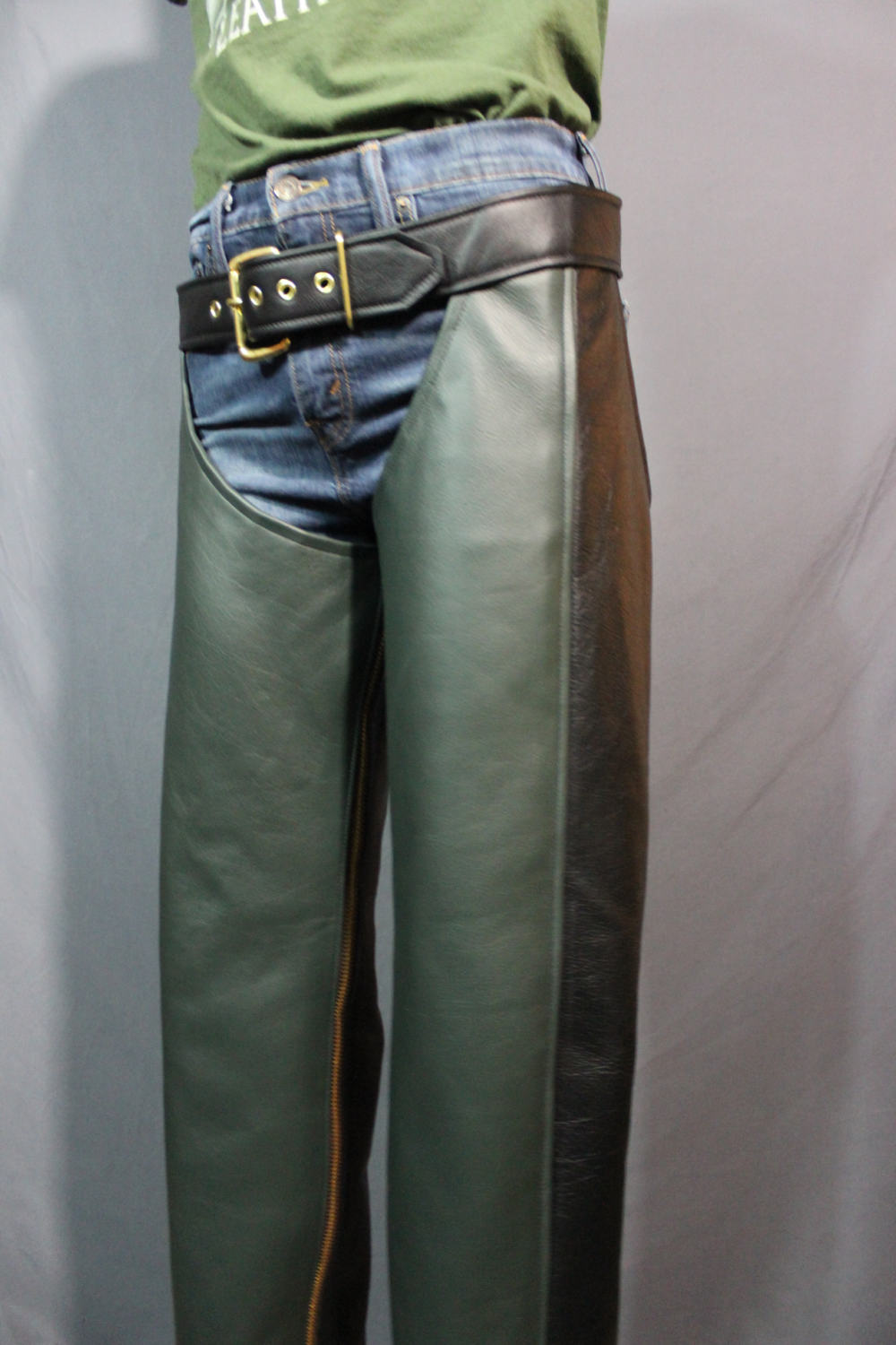 Sir Tom Matt's Collection - Classic Bar Chaps in Black and Green