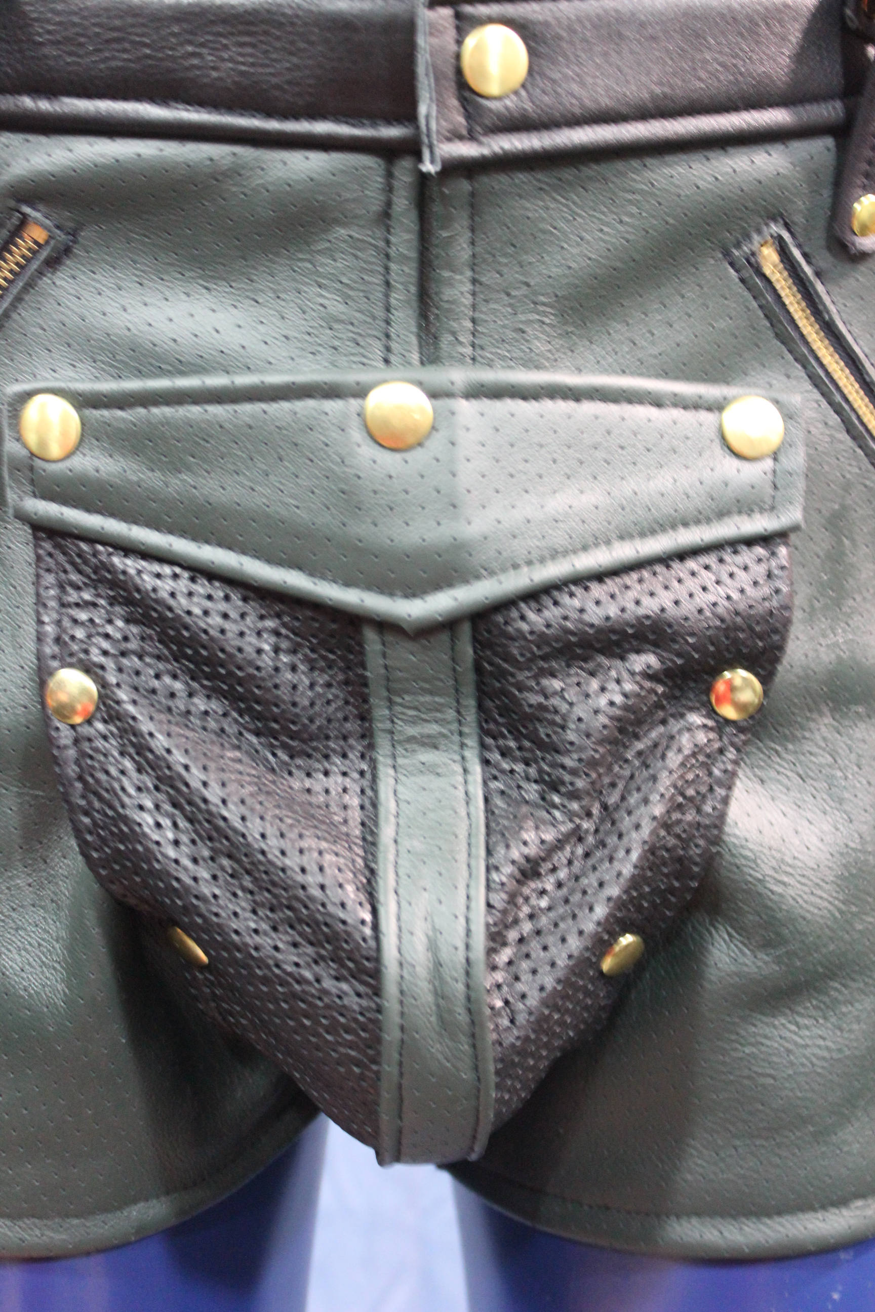 Sir Tom Matt's Collection - Perforated Leather Shorts with removable codpiece!