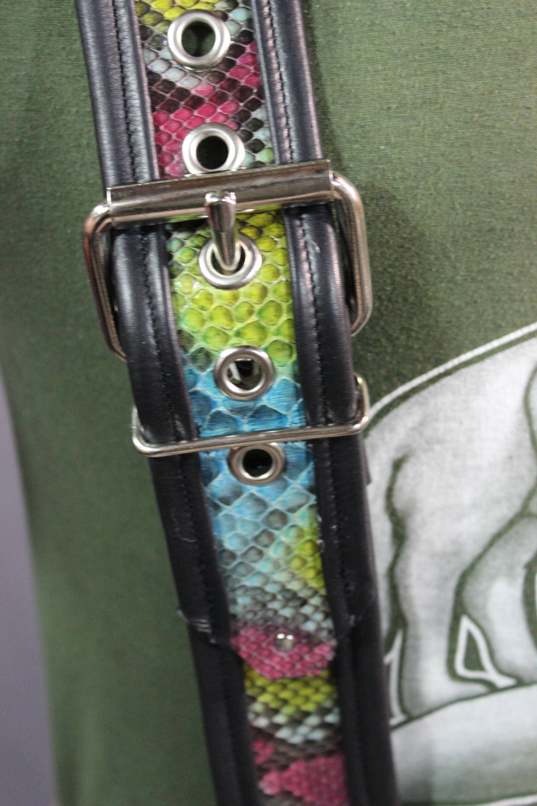 Our "Double Wide" Hand Made Rainbow Python Suspenders