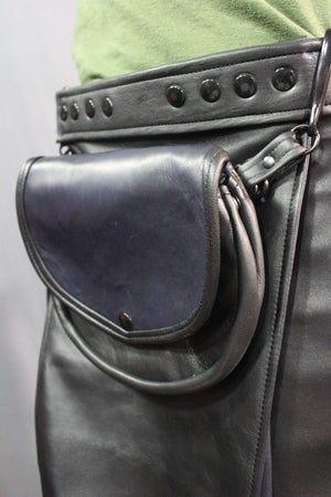 Two Tone Leather Sporran with Gunmetal Hardware