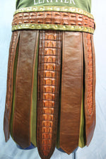 Amazing Cognac Frond Style Kilt with Croc Highlights