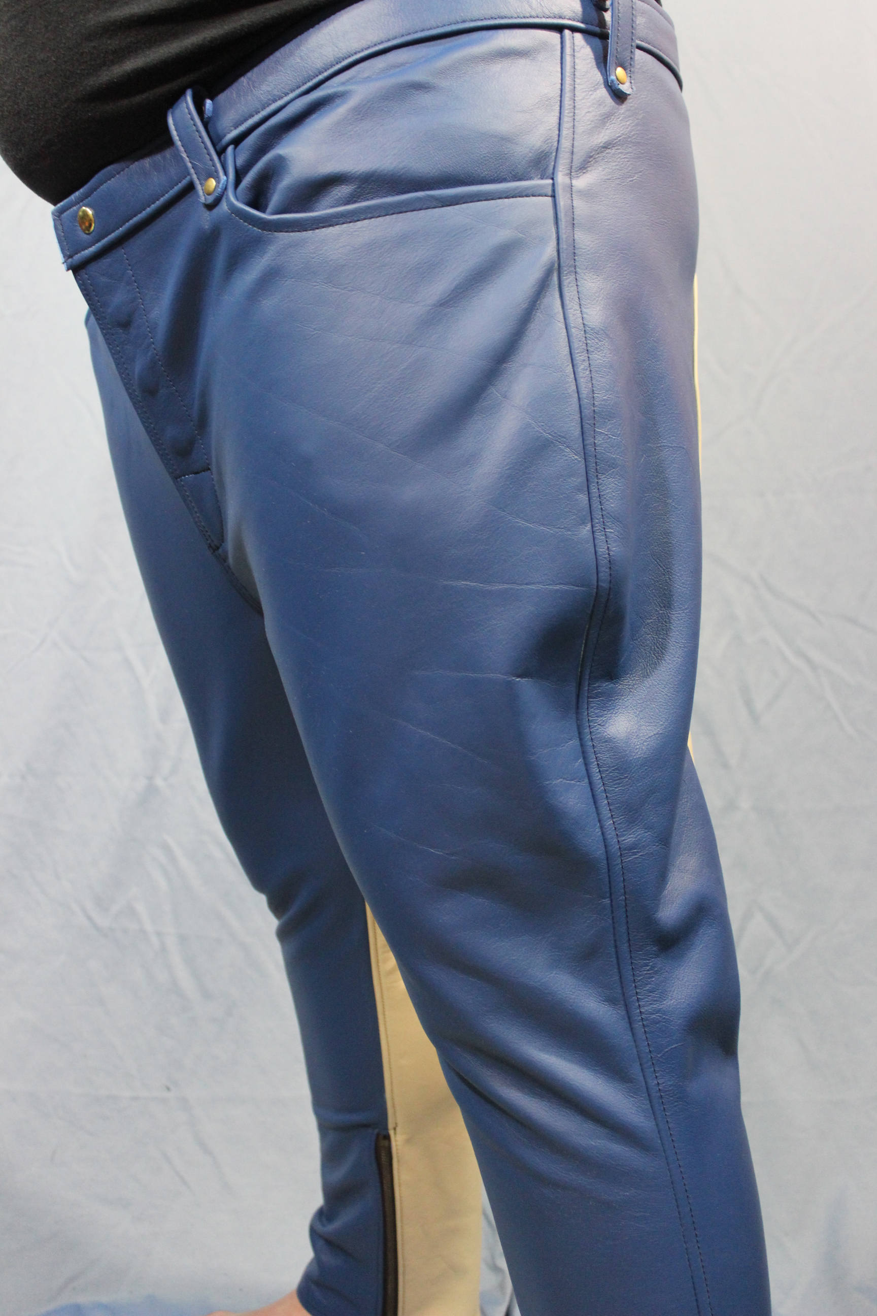 Collection Sir Tom Matt - Pantalon Saddle crème et bleu