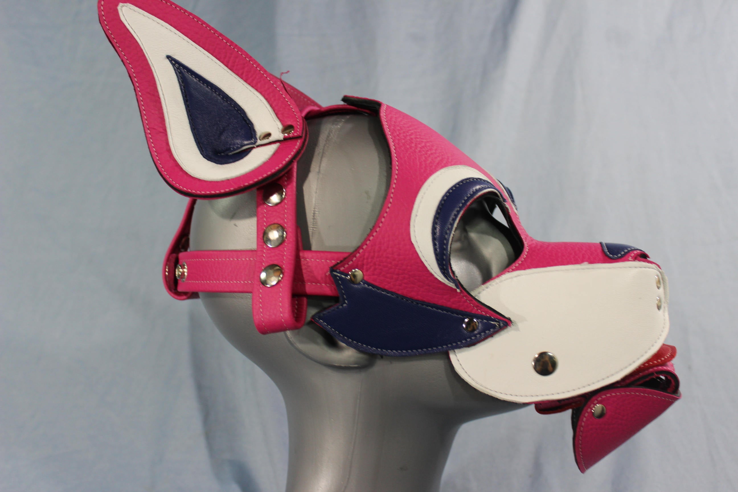 Husky style Pup Hood in Pink with Purple highlights