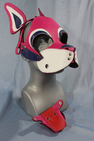 Husky style Pup Hood in Pink with Purple highlights