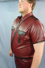 Camisa de vestir de cuero burdeos