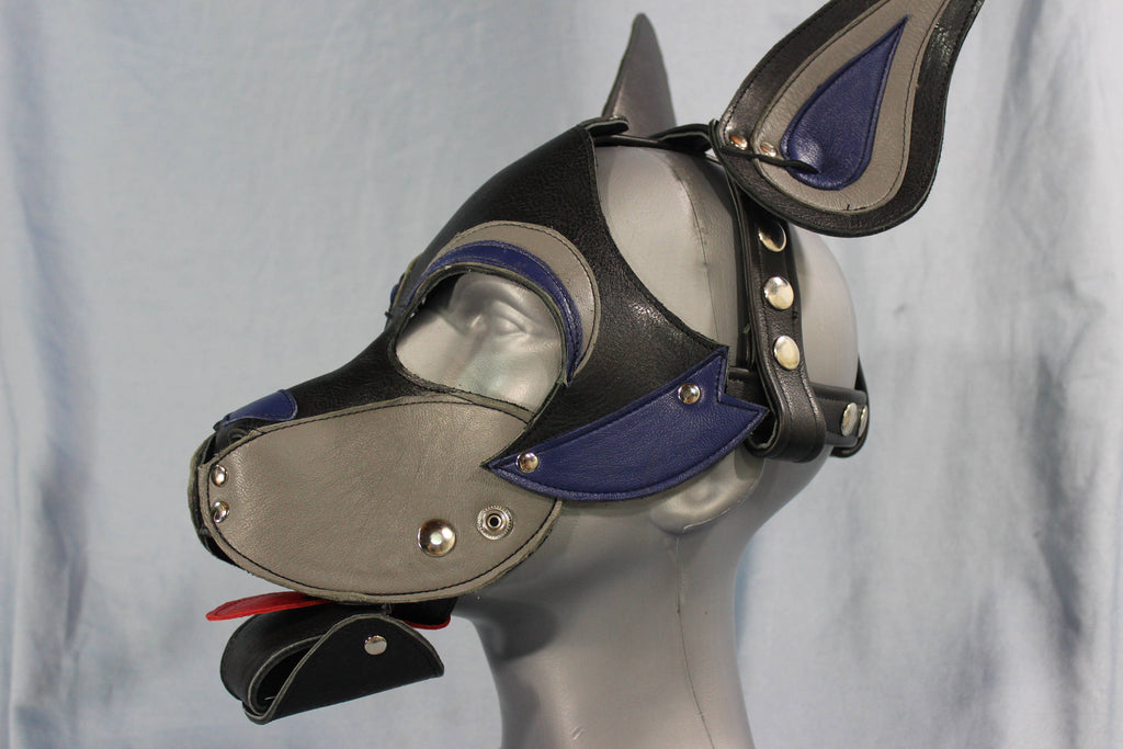 Husky style Pup Hood in Black, Blue, and Gray
