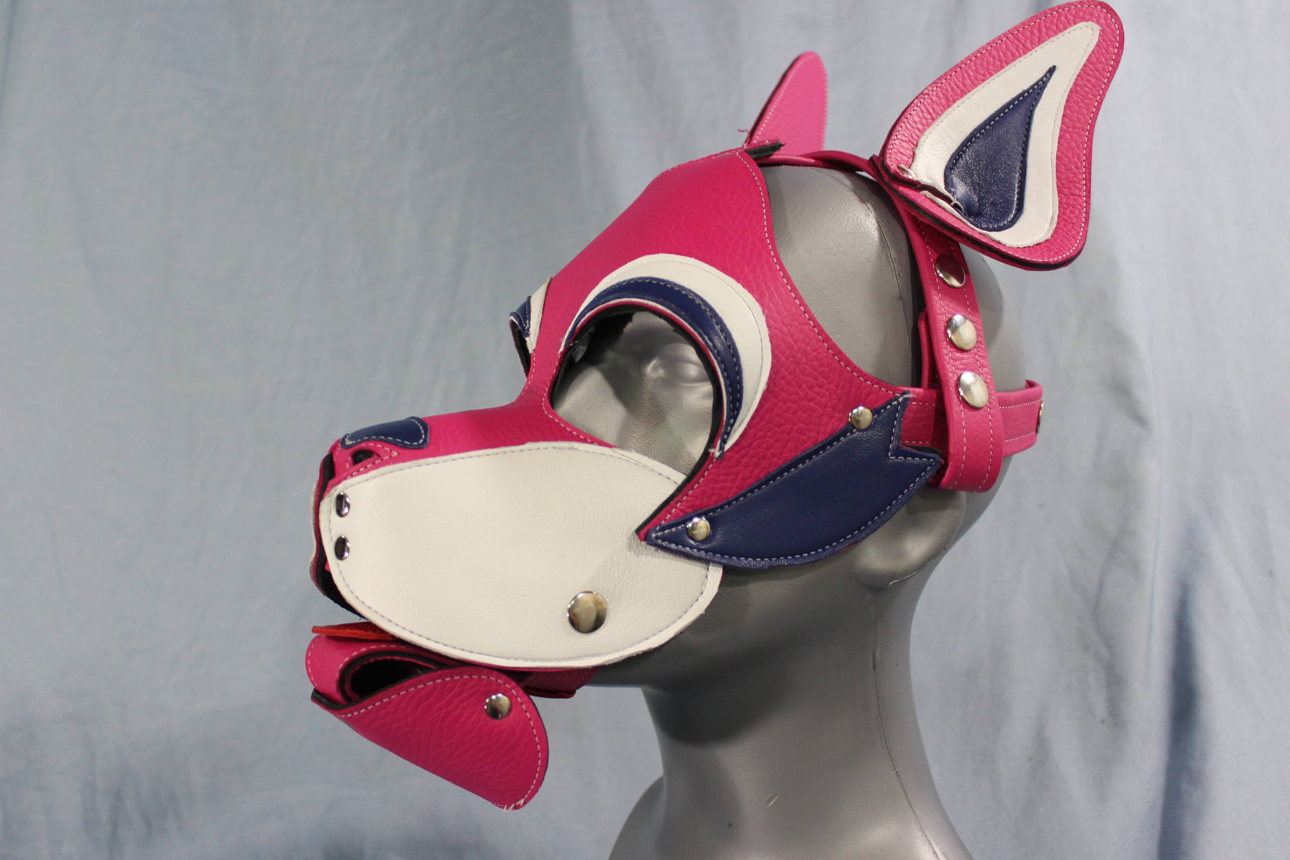 Husky style Pup Hood in Pink with Purple highlights