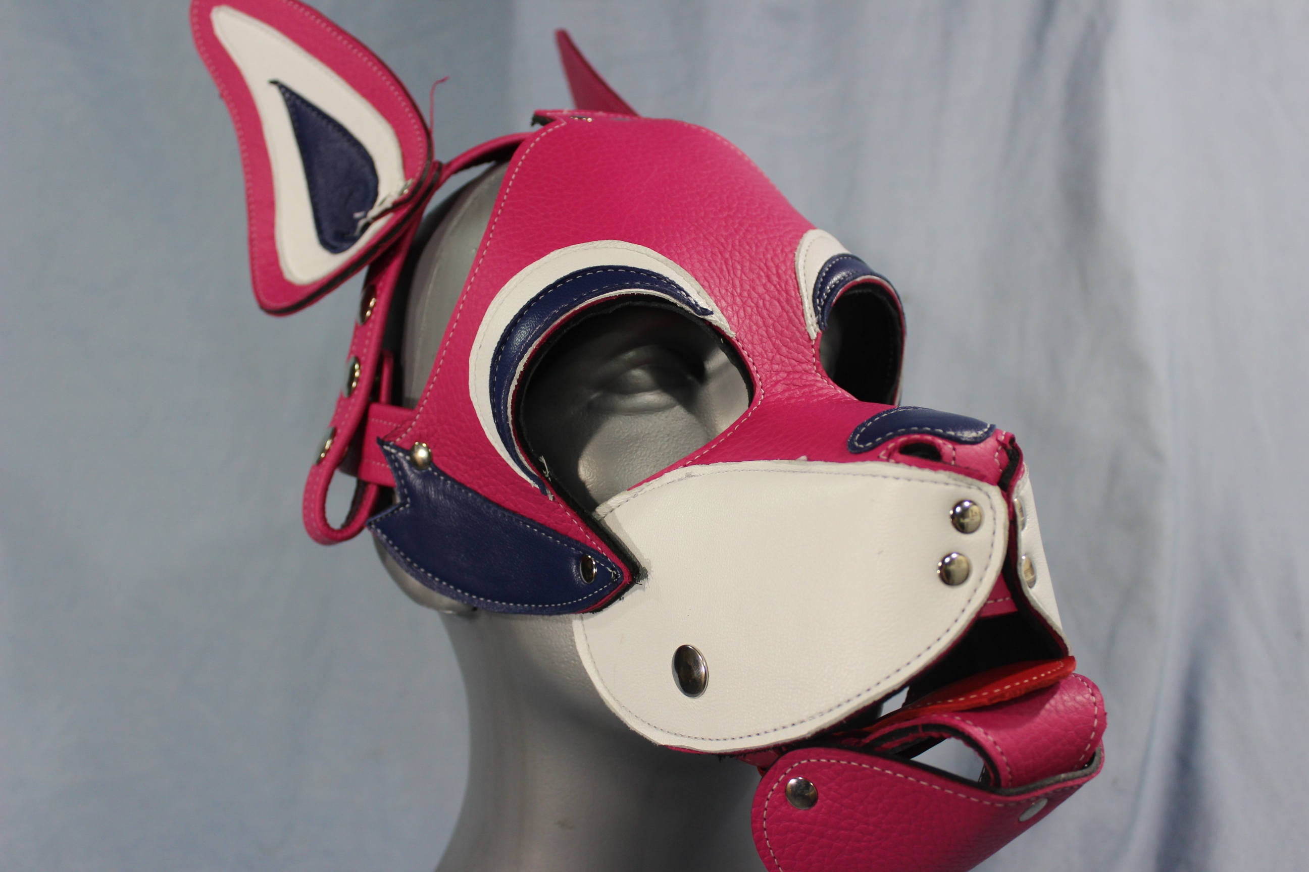 Husky style Pup Hood in Pink with Purple highlights