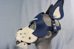 Blue and White Boxer Hood with Studded Whiskers