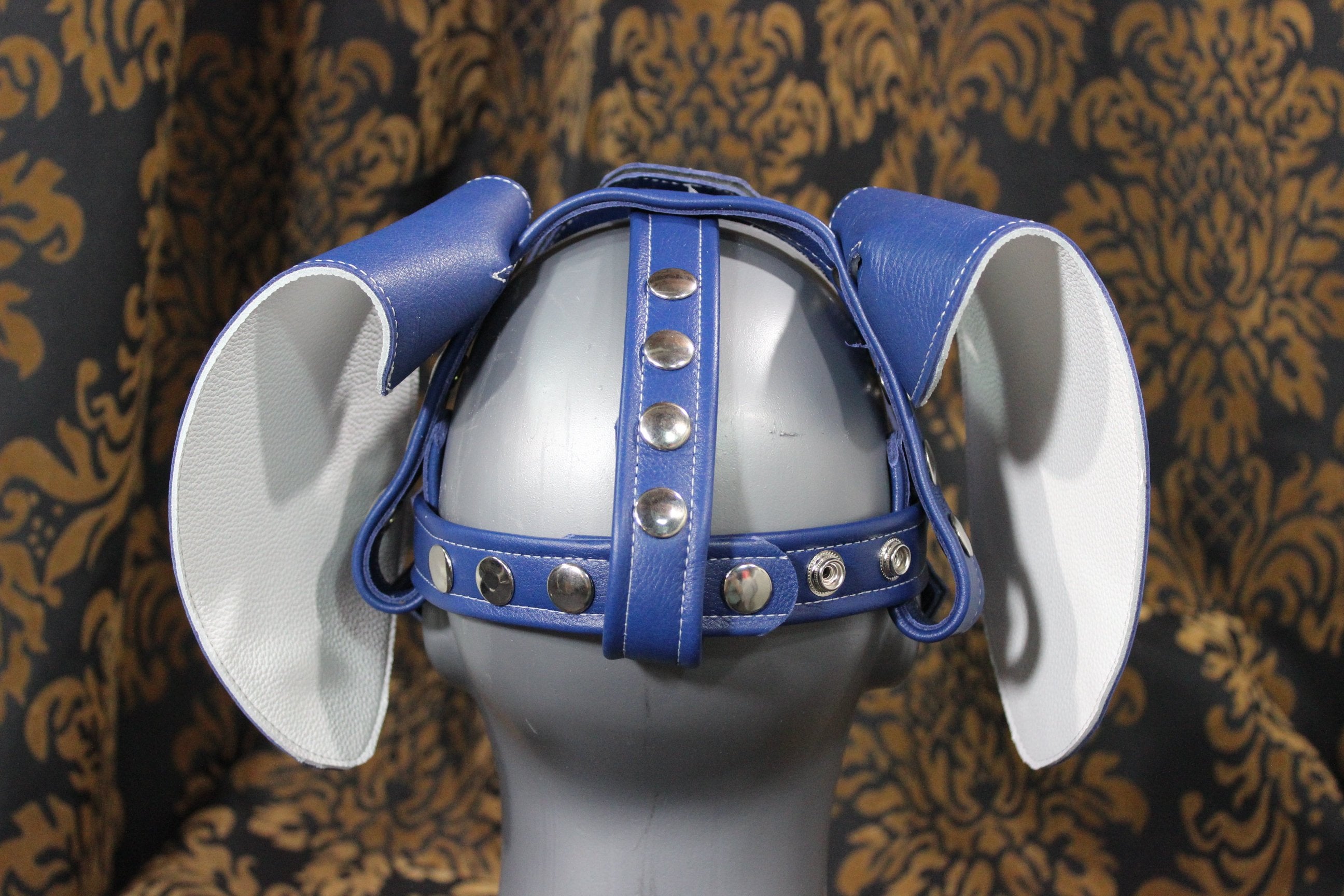 Basset Hound Style Pup Hood en bleu et blanc