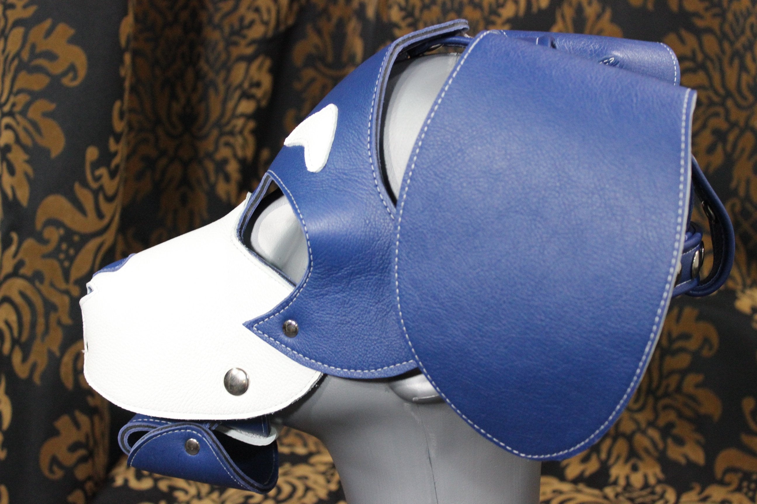 Basset Hound Style Pup Hood en bleu et blanc