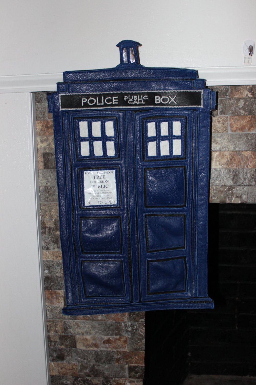 Leather Tardis Stocking - HUGE, Handmade!