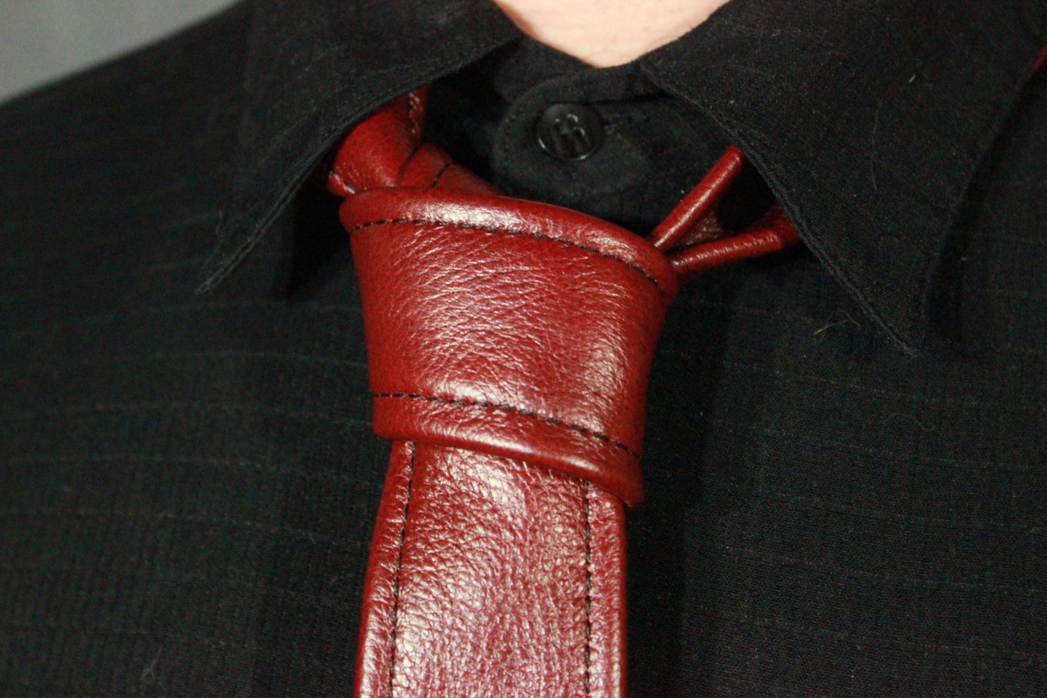 Classic Leather Tie, Black OR Color, single tone.