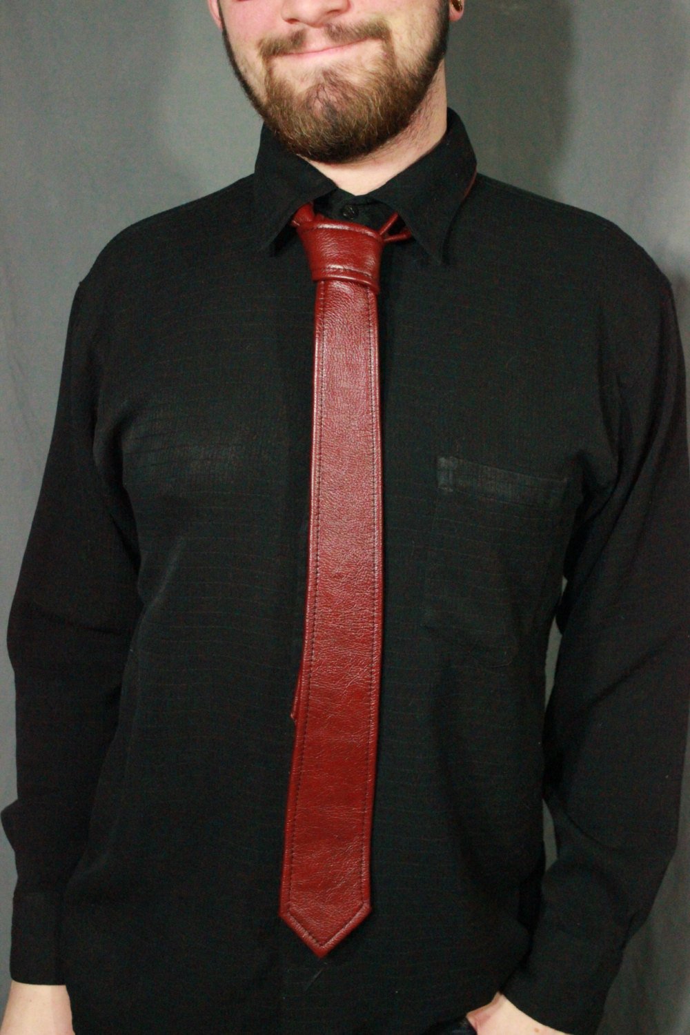 Classic Leather Tie, Black OR Color, single tone.