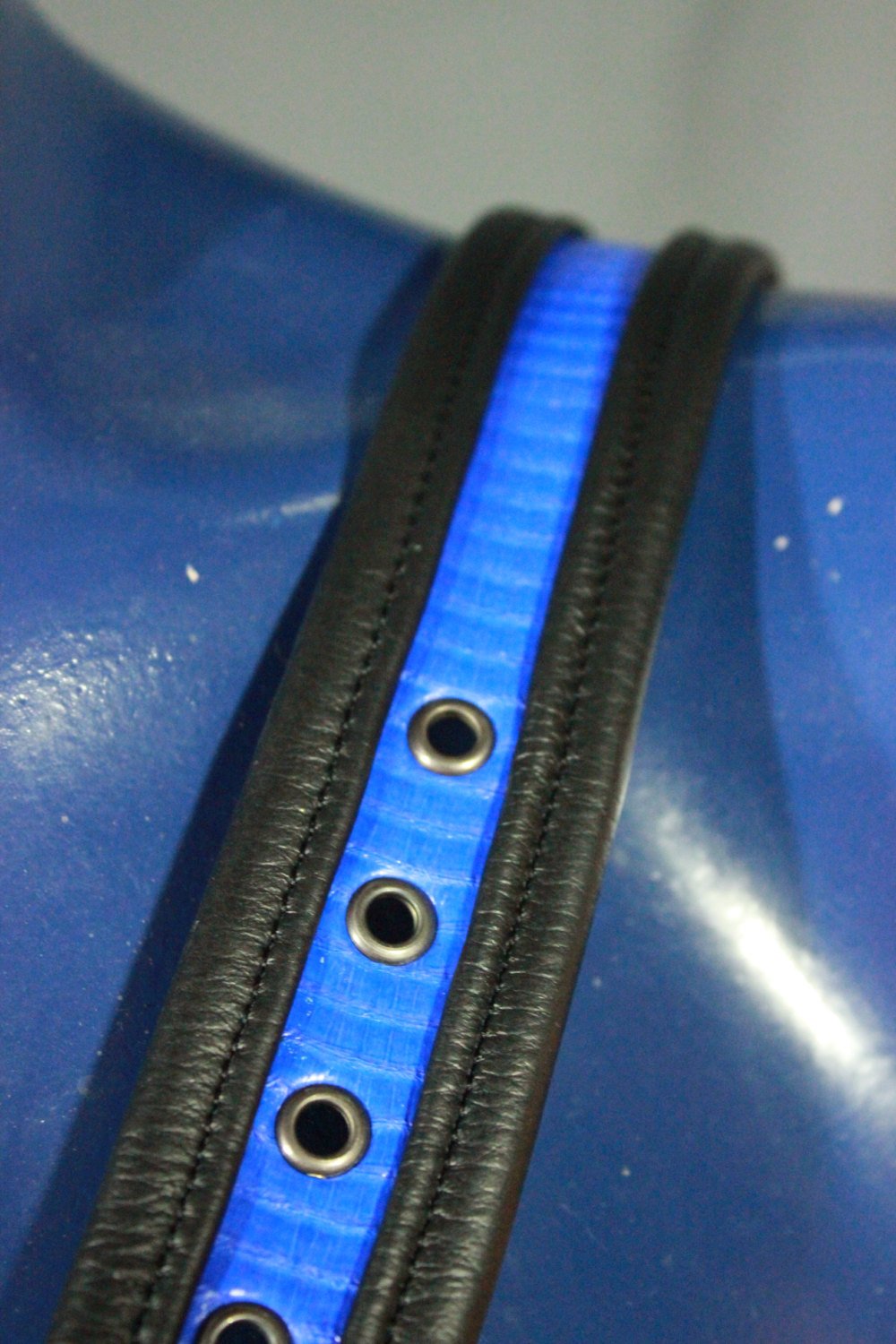 Fantastic Blue Snake Sam Browne belt with Gunmetal Hardware