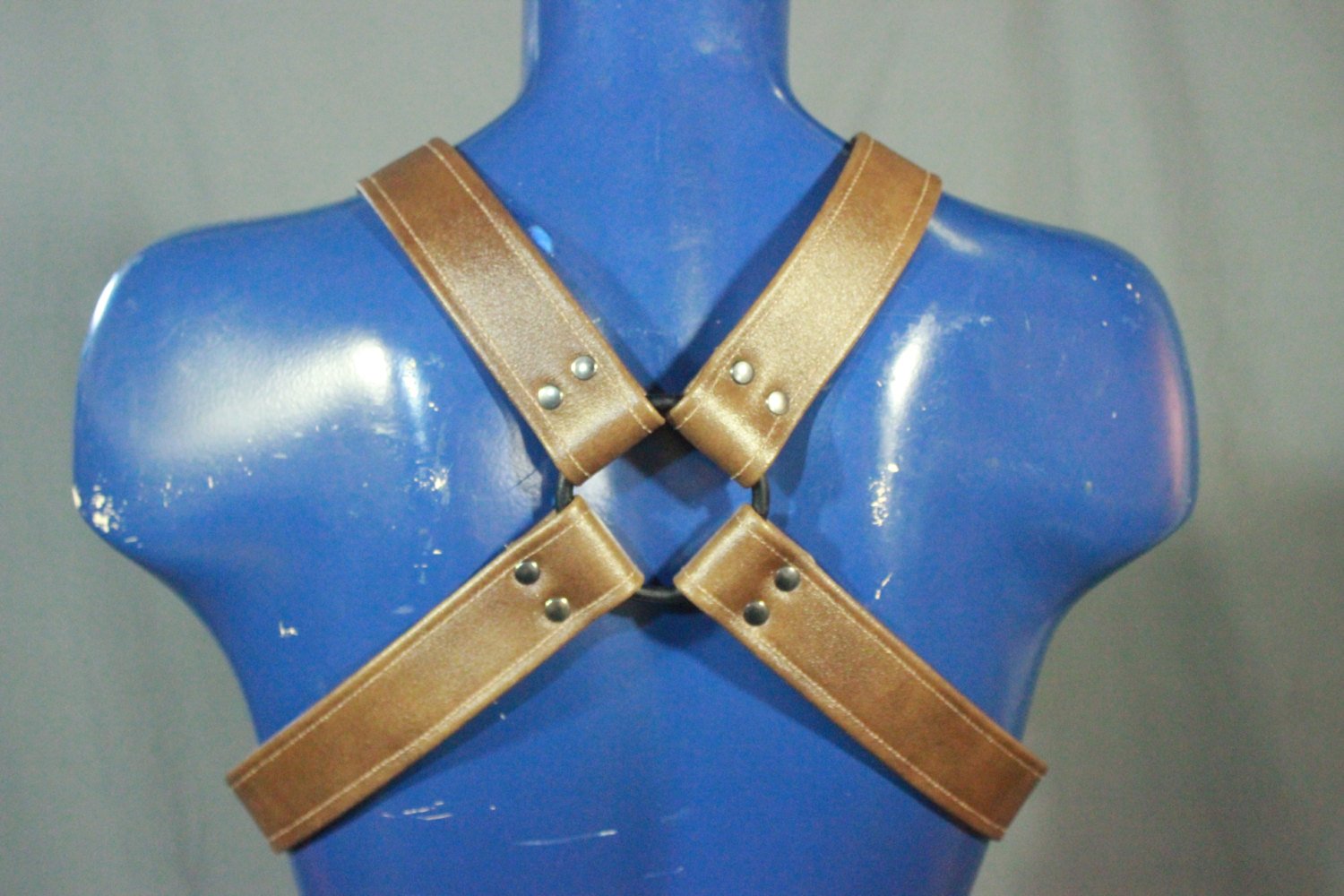 Brown Leather X-Harness, Gunmetal Hardware